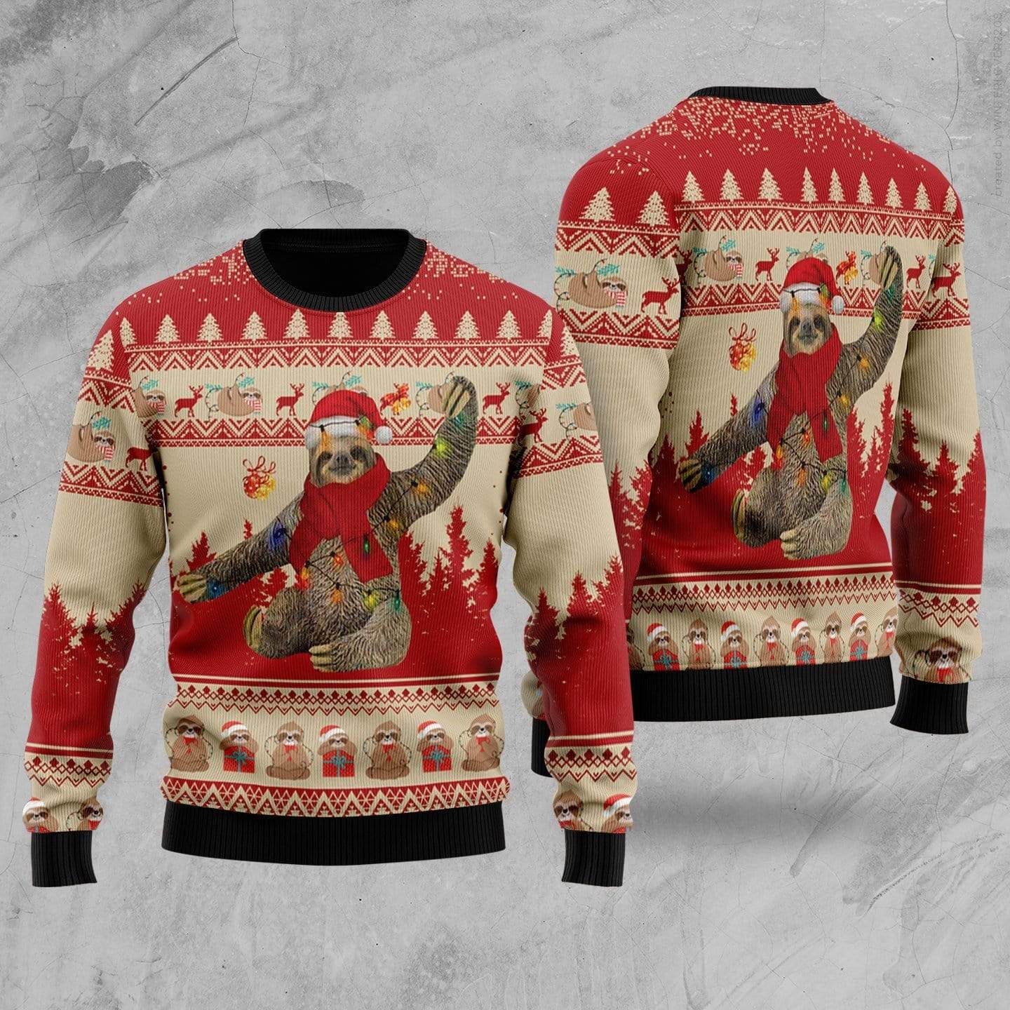 Sloth Red Christmas Sweater