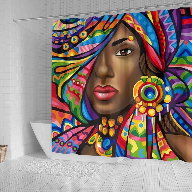 Colorful Art African Woman Bathroom Shower Curtain