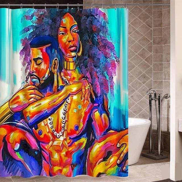 African Culture Black King And Queen Pop Art Bathroom Shower Curtain