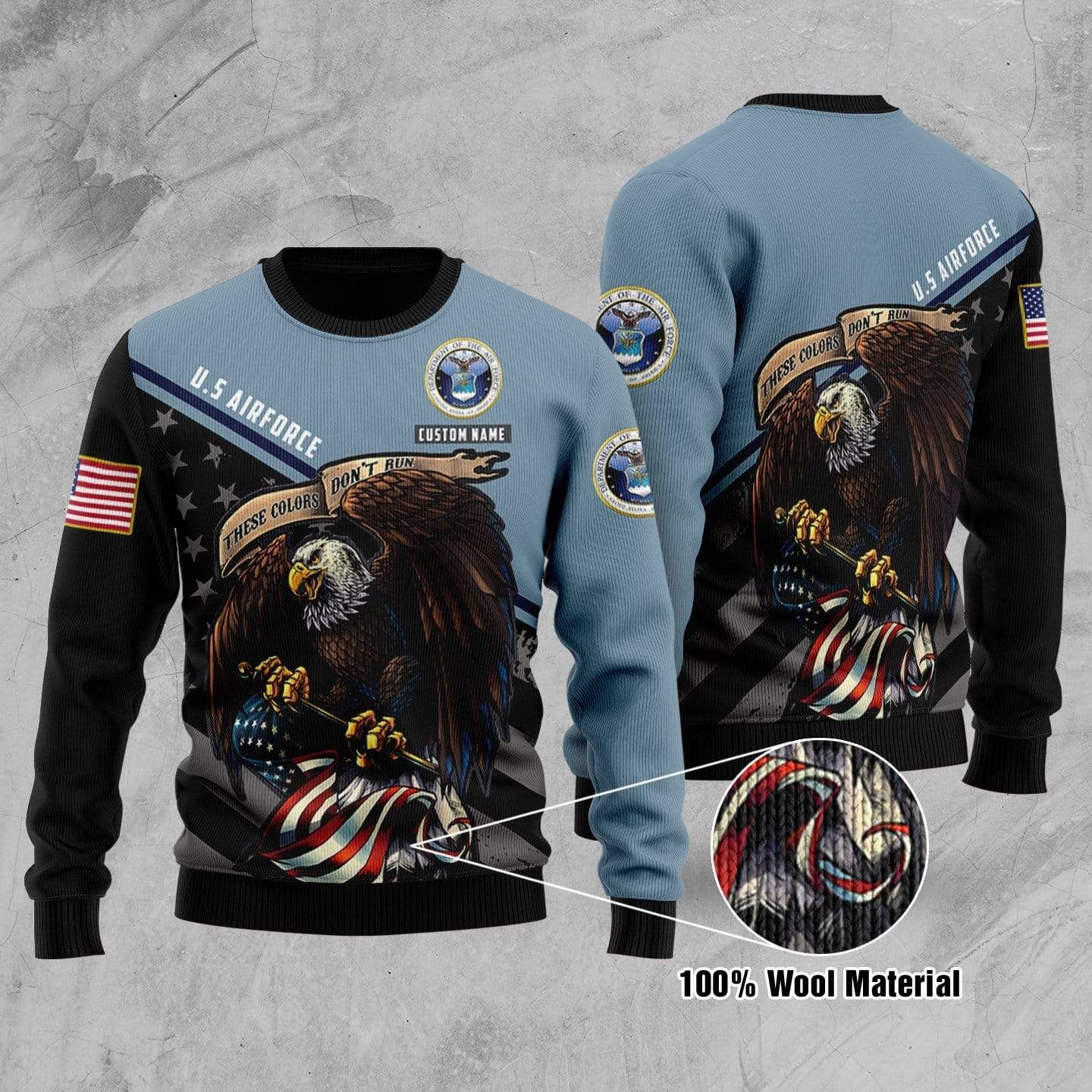 Personalized US Air Force Eagle Custom Name Sweater