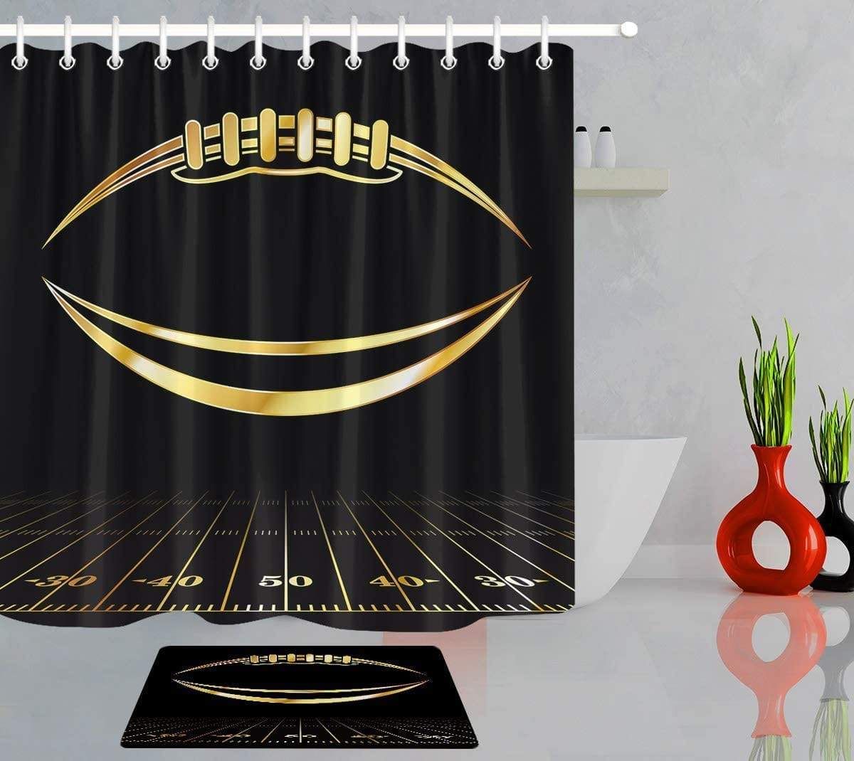 Football Black And Yellow Shower Curtain