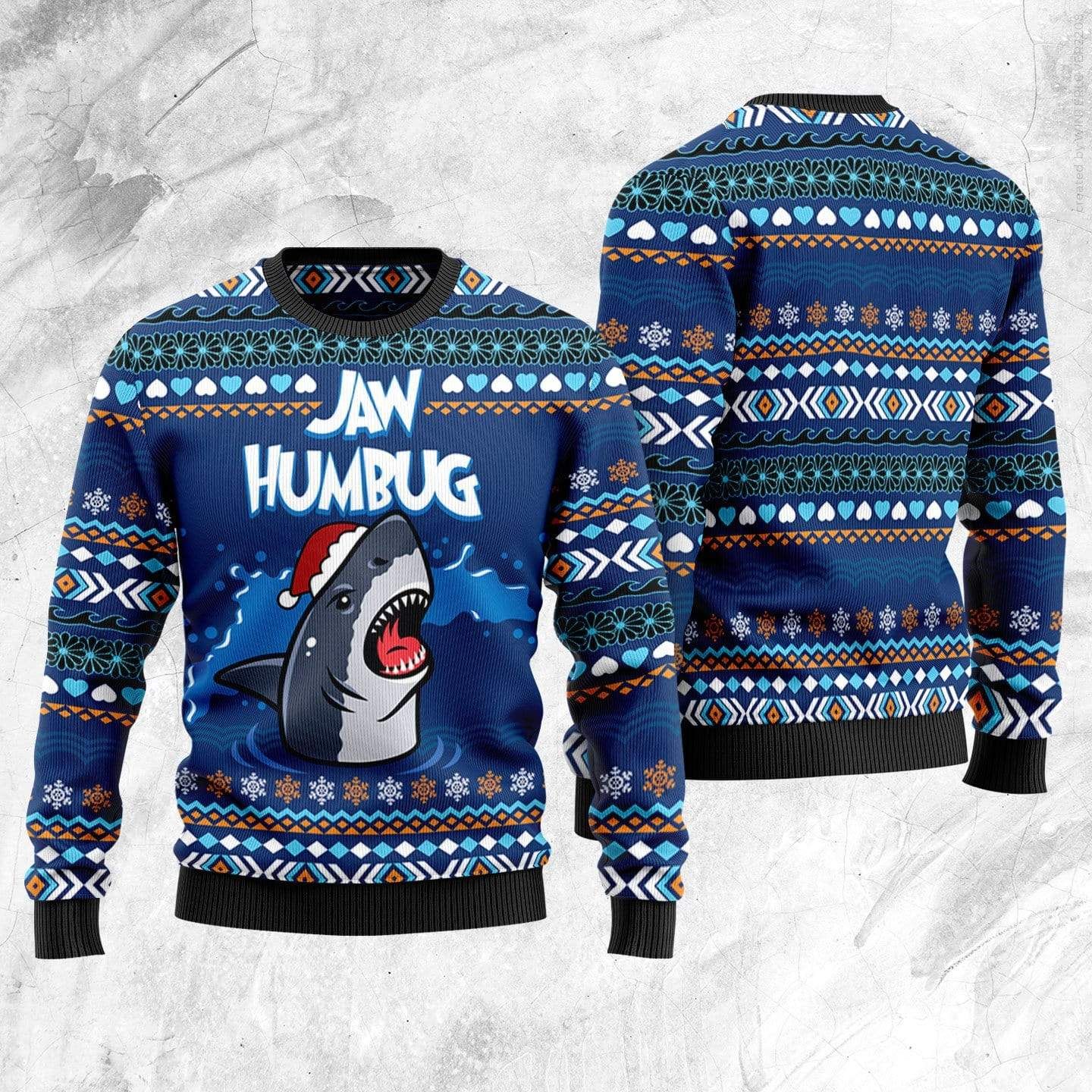 Christmas Jaw Humbug Funny Santa Claus Shark Sweater