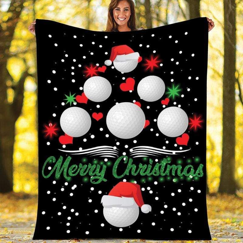 Golf Christmas Tree Fleece Blanket