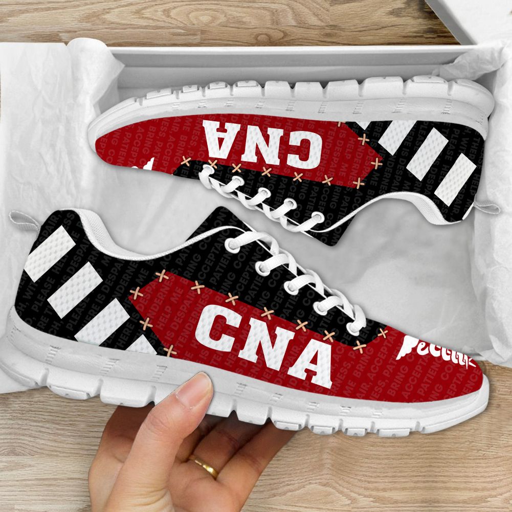 CNA Nursing Red And Black Sneaker Shoes PAN
