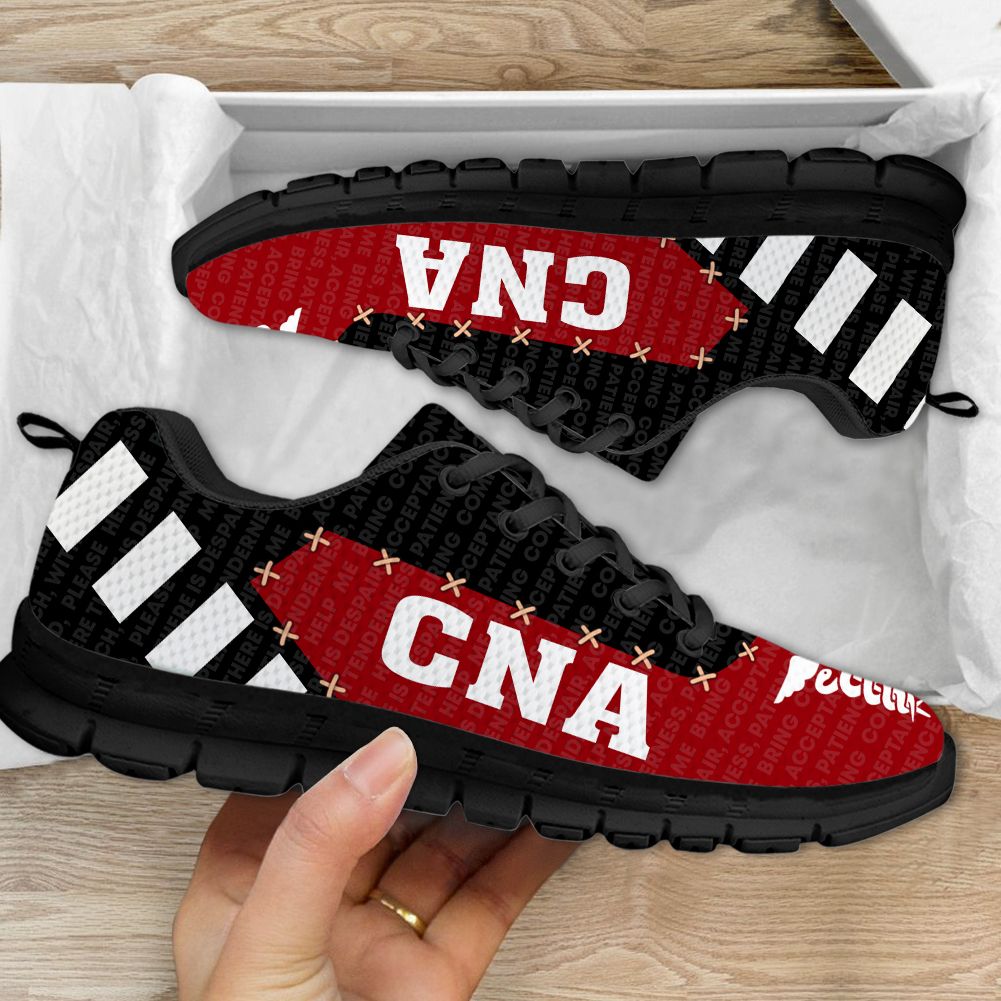 CNA Nursing Red And Black Sneaker Shoes PAN