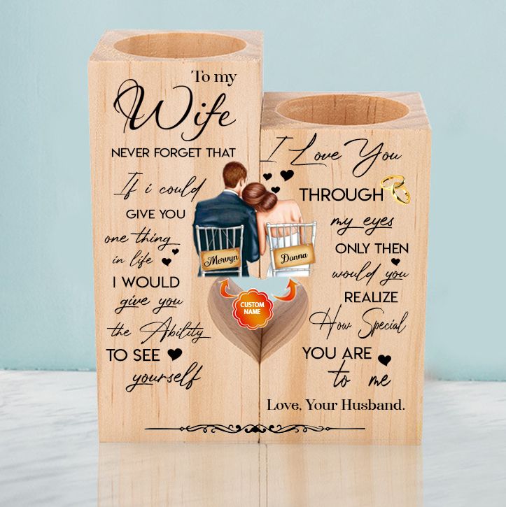 Personalized Gift For Wife Moon Candle Holder Never Forget That I Love You