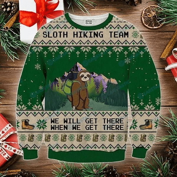 Sloth Hiking Team Green Sweater