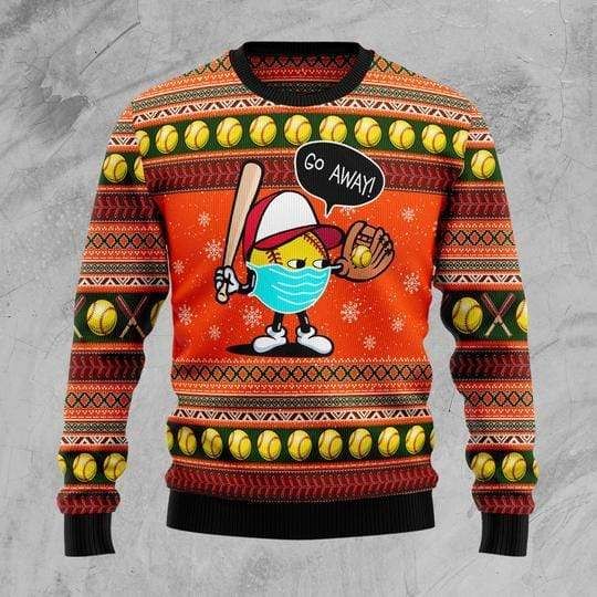 Go Away Softball Christmas Tree Sweater