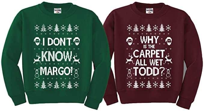 Wild Bobby Why Is The Carpet All Wet Todd Margo Ugly Christmas Sweater Couple Set