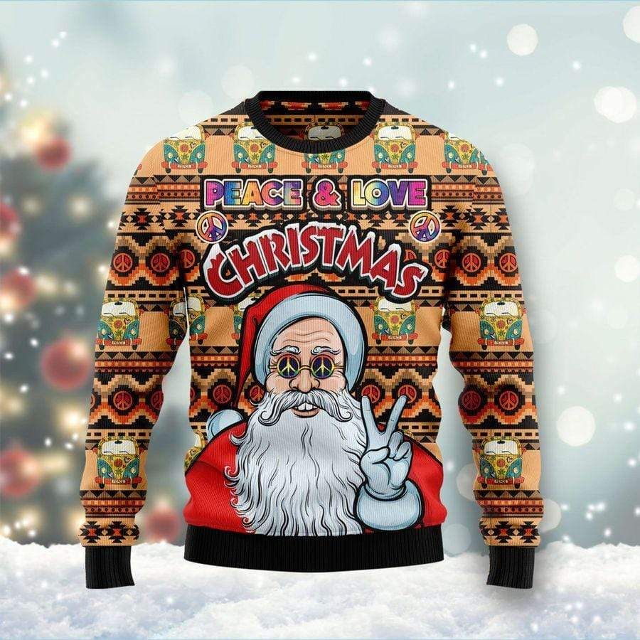 Peace And Love Christmas Santa Claus Wool Sweater