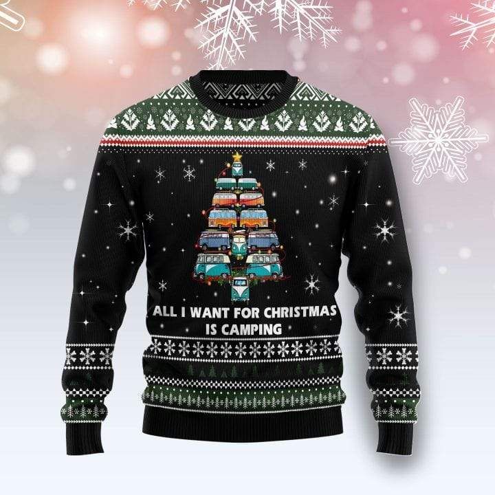 All I Want For Christmas Is Camping Black Christmas Sweater