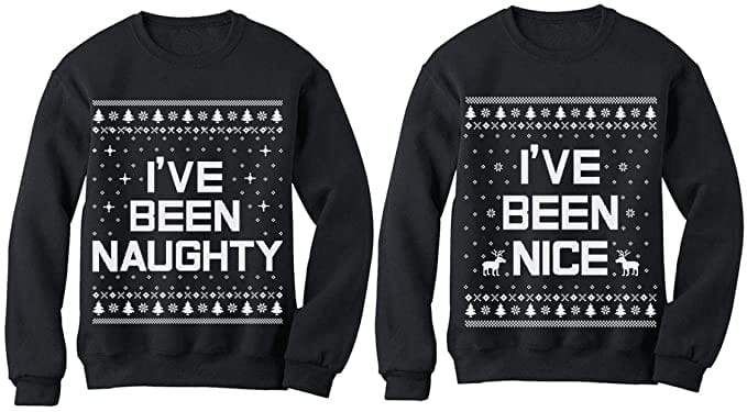 Xmas Nice & Naughty List Ugly Christmas Set Funny Holiday Party Sweater Couple Set