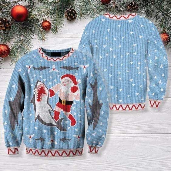 Shark And Santa Claus Christmas Sweater