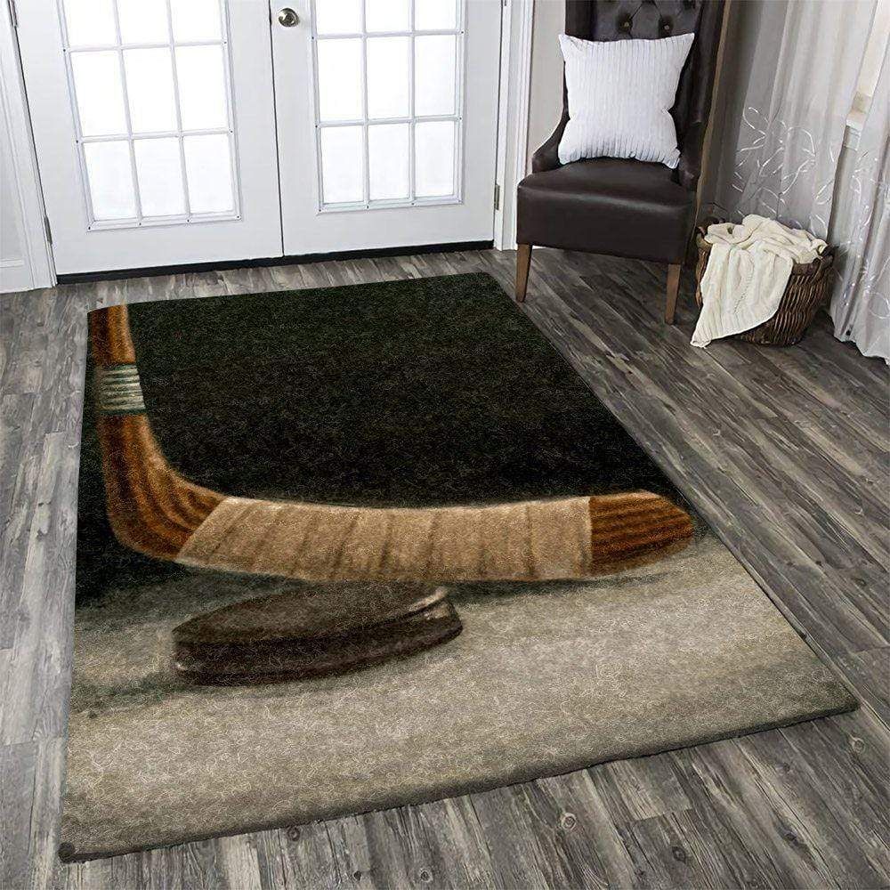 Vintage Hockey Stick And Puck Rectangle Rug