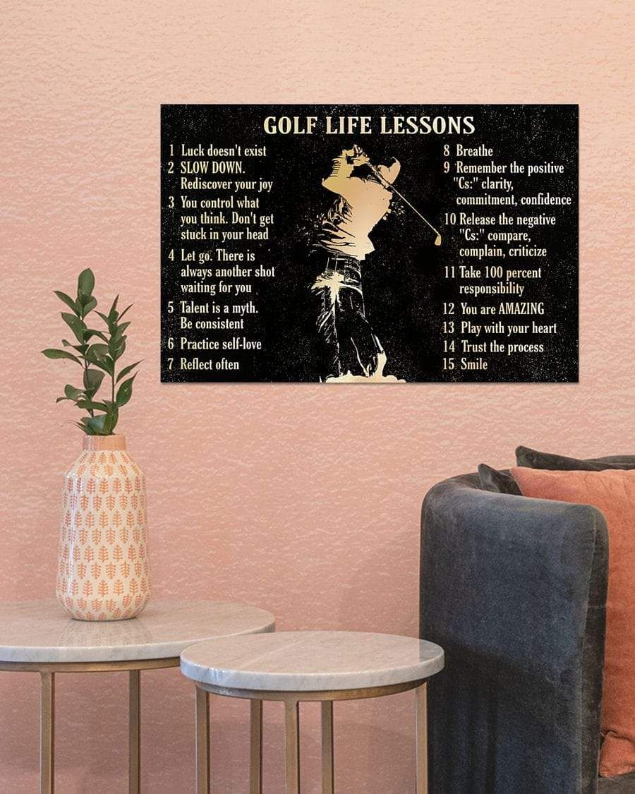 Retro Black Golf Life Lessons Canvas Wall Art PAN