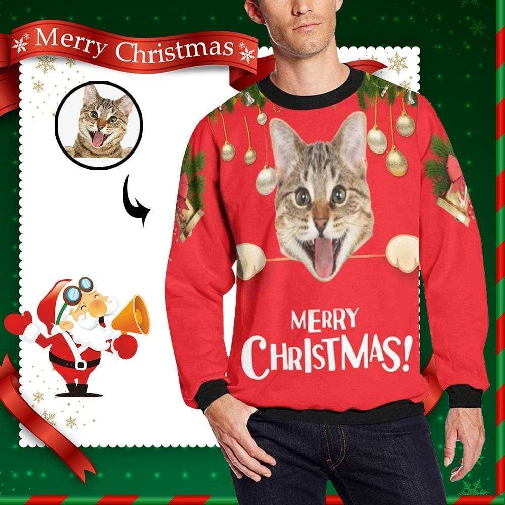 Personalized Merry Christmas Jingle Bells Amazing Red Custom Photo Unisex Sweater