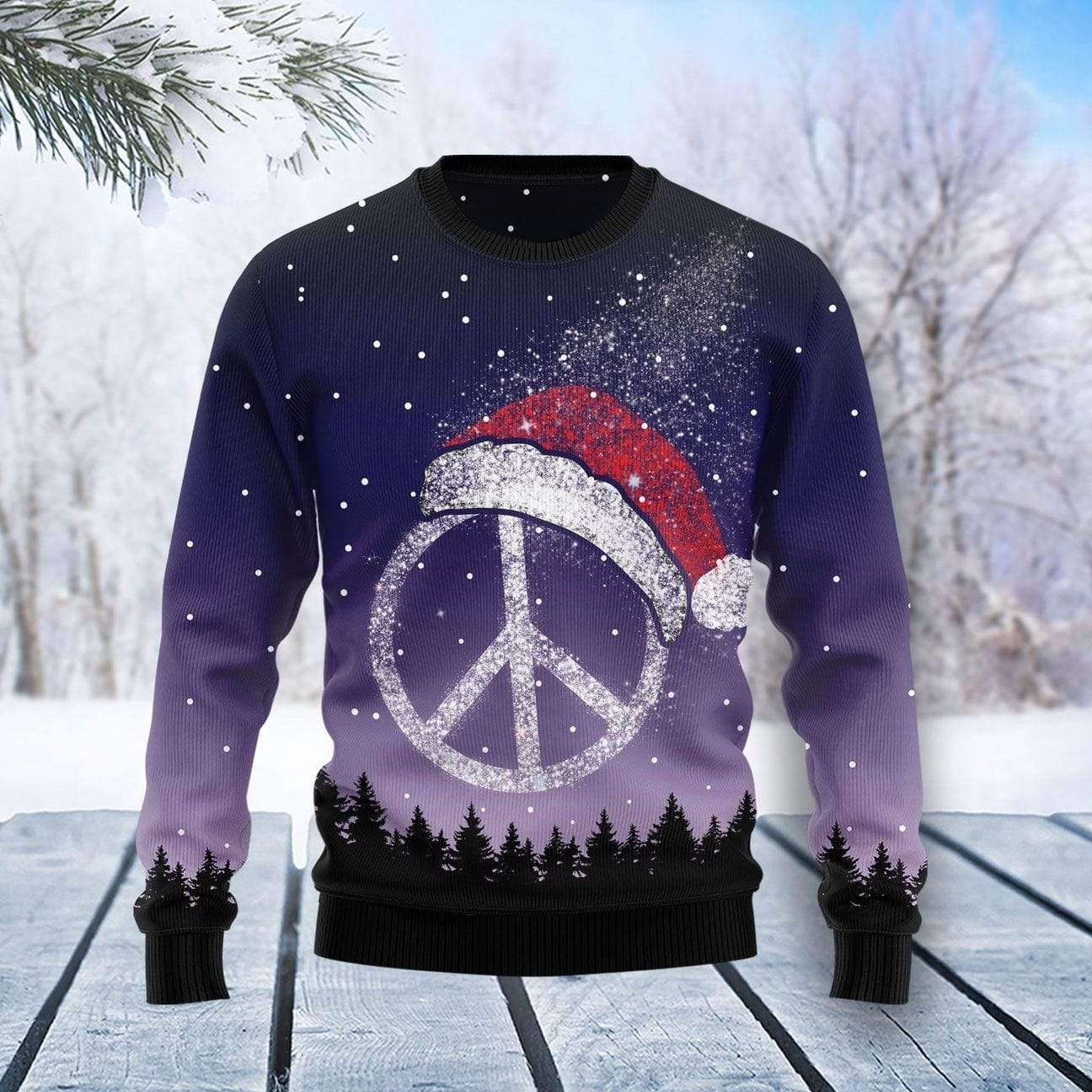 Christmas Hippie Santa Claus Hat Starry Night Forrest Sweater