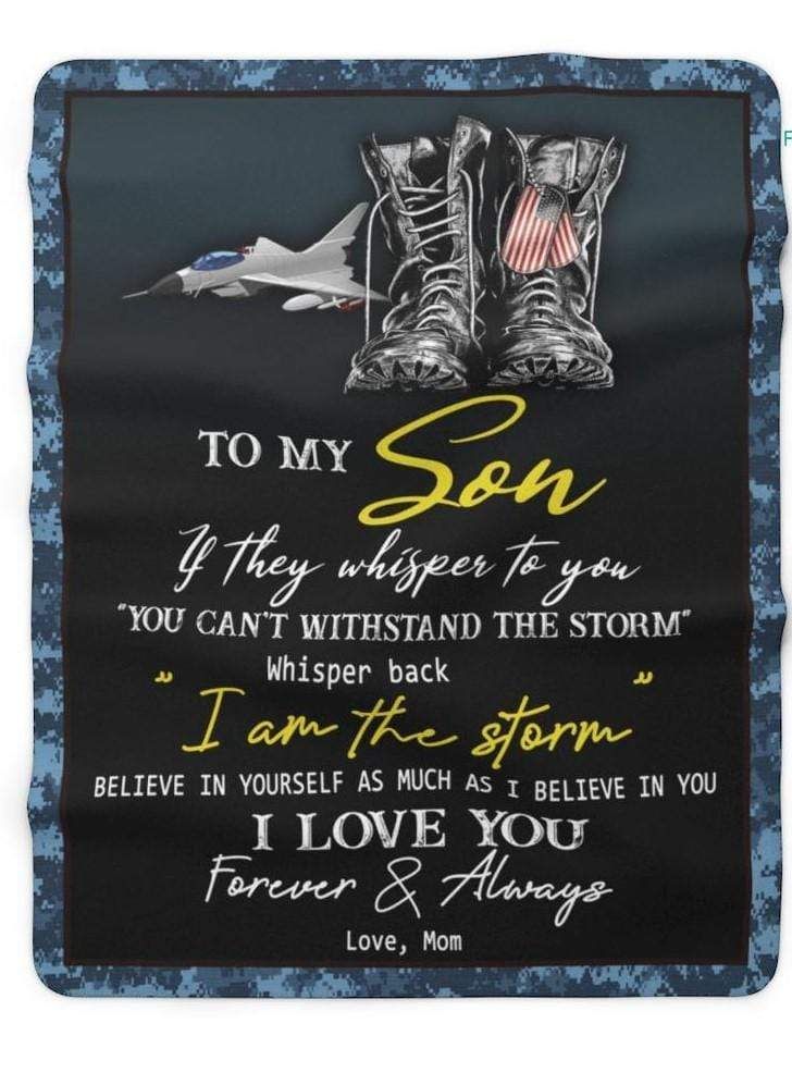 U.S Air Force Proud Air Force Mom To My Son Fleece Blanket PANBL0020