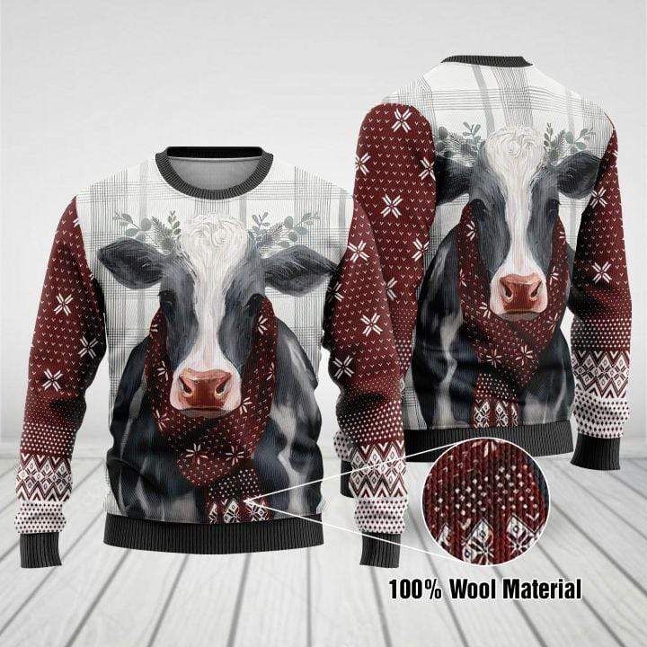 Cows Merry Christmas Ugly Wool Sweater