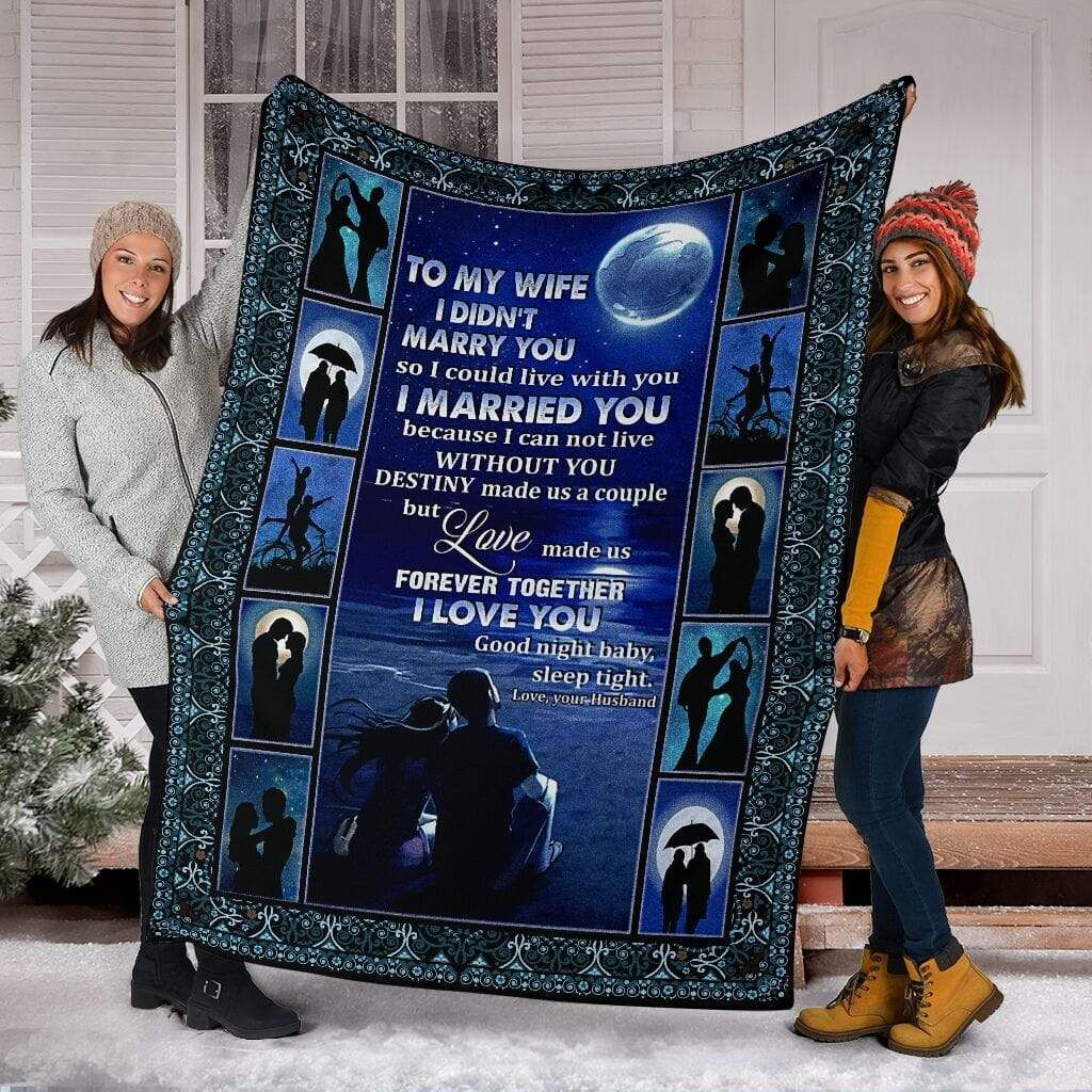 To My Wife, I Love You To The Moon And Back, Goodnight Baby Fleece Blanket Gifrt For Your Family