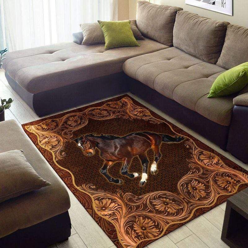 Amazing Strong Brown Horse Rectangle Rug