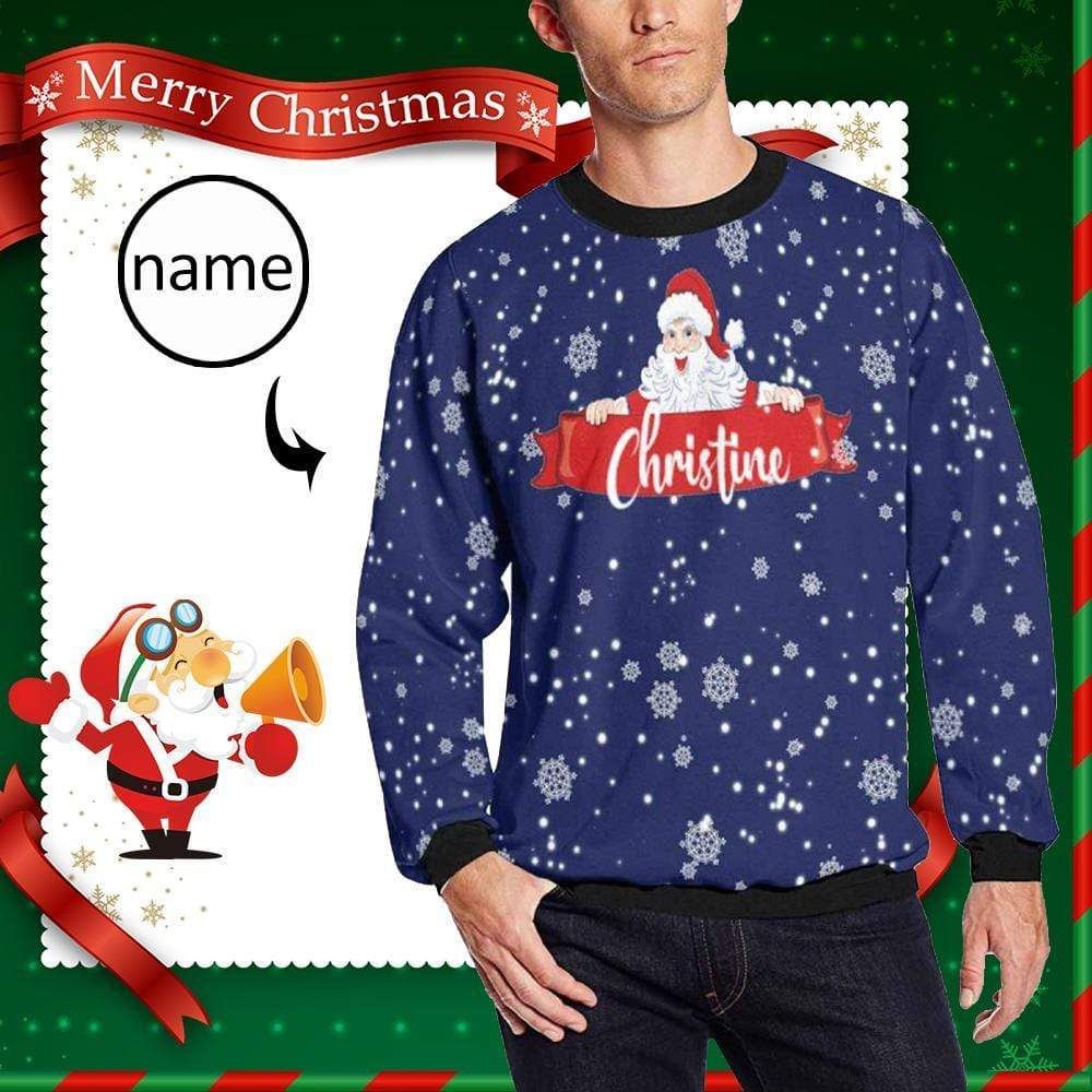 Personalized Christmas Santa Claus Navy Custom Name Unisex Sweater