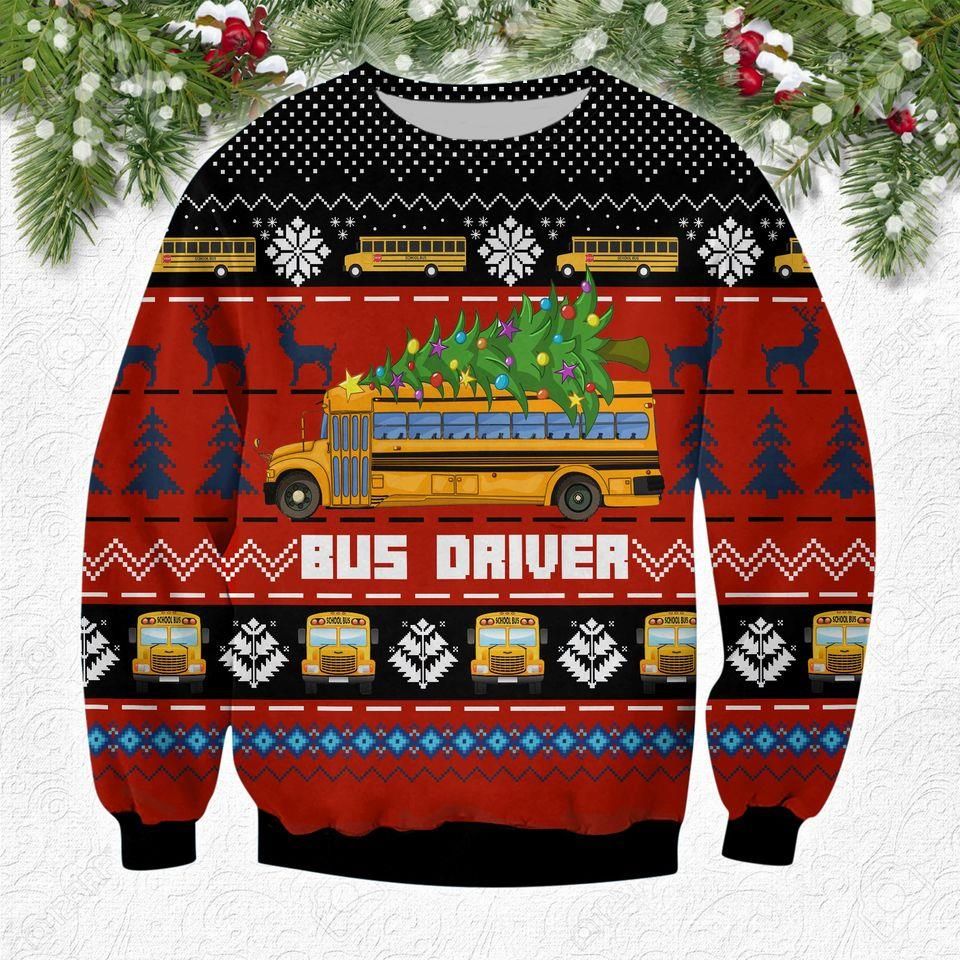 Red Bus Driver Christmas Sweater