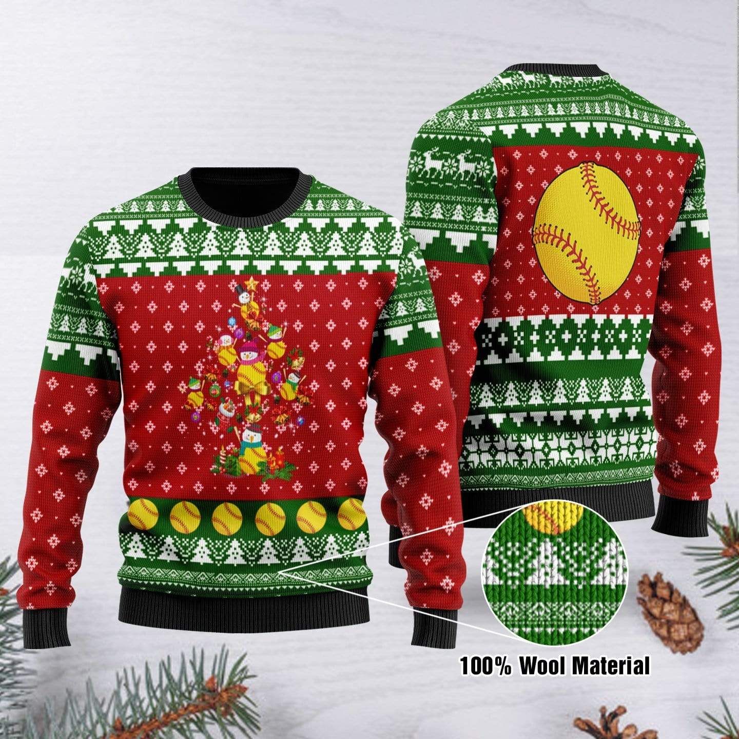 Softball Christmas Tree Sweater