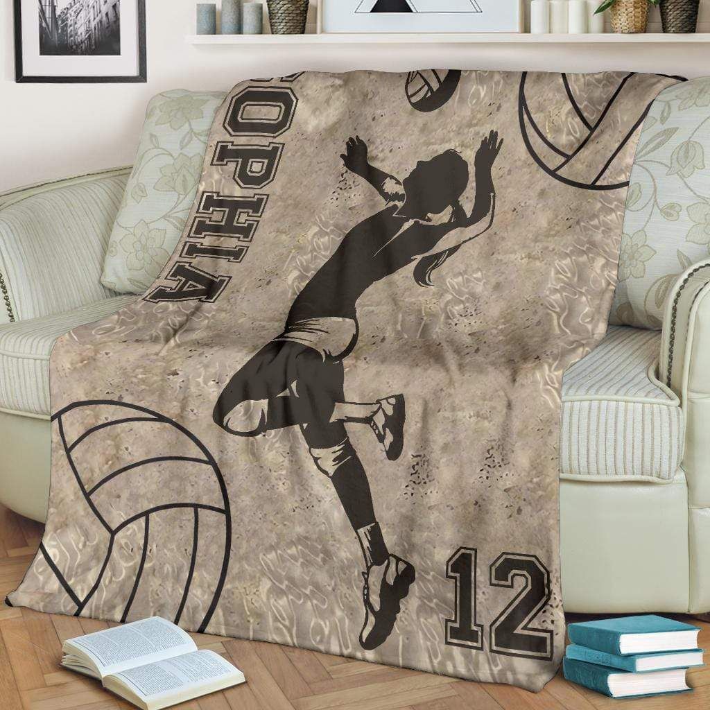 Personalized Volleyball Hitter Customized Name And Number Fleece Blanket