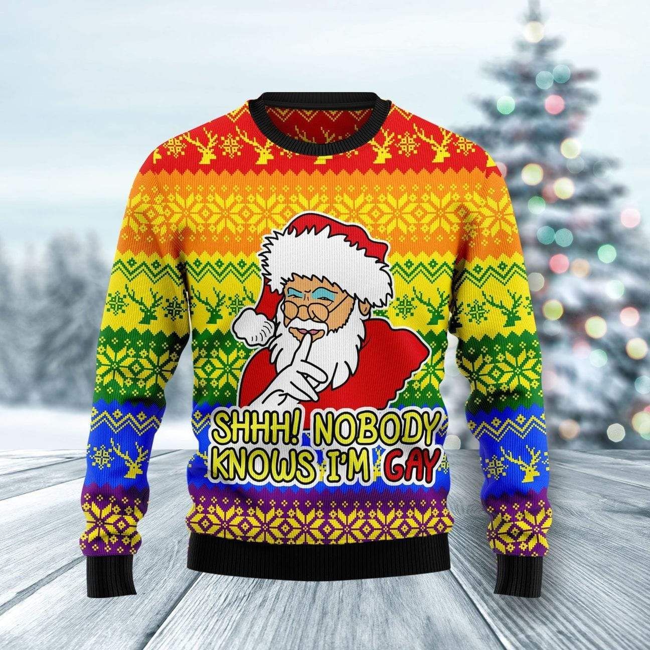 Lgbt+ Christmas Nobody Knows I'M Gay Santa Claus Sweater