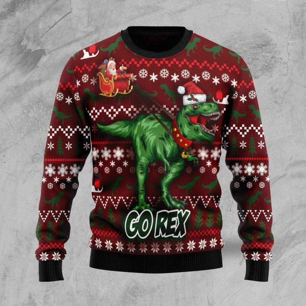 Christmas Santa Claus Riding T-Rex Dinosaur Sweater