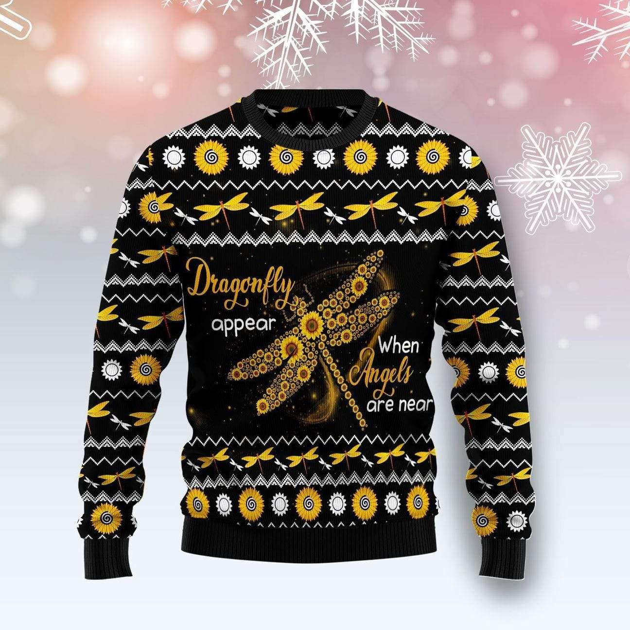 Christmas Dragonfly Appear When Angels Are Near Sunflower Sweater