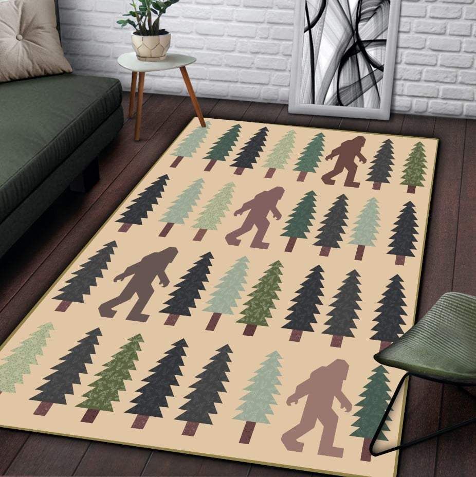 Bigfoot With Tree Pattern Rectangle Rug PANRUG0008