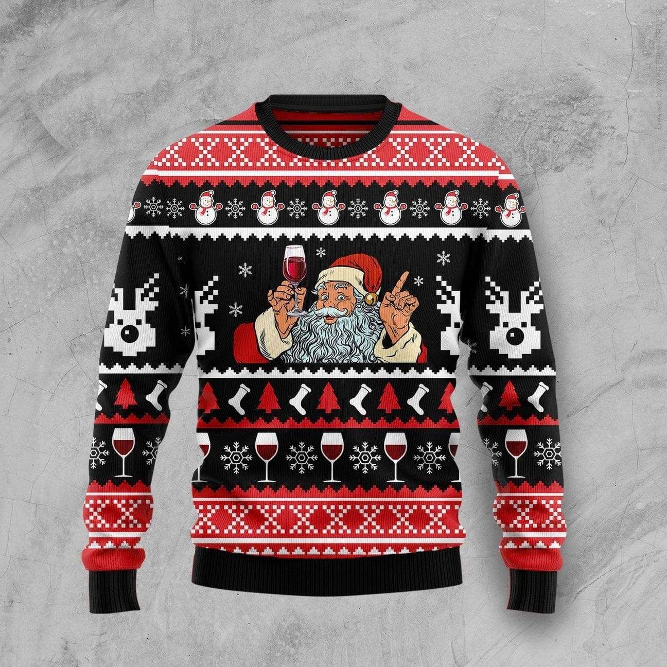 Christmas Is The Time For Red Wine Santa Claus Cheers Sweater