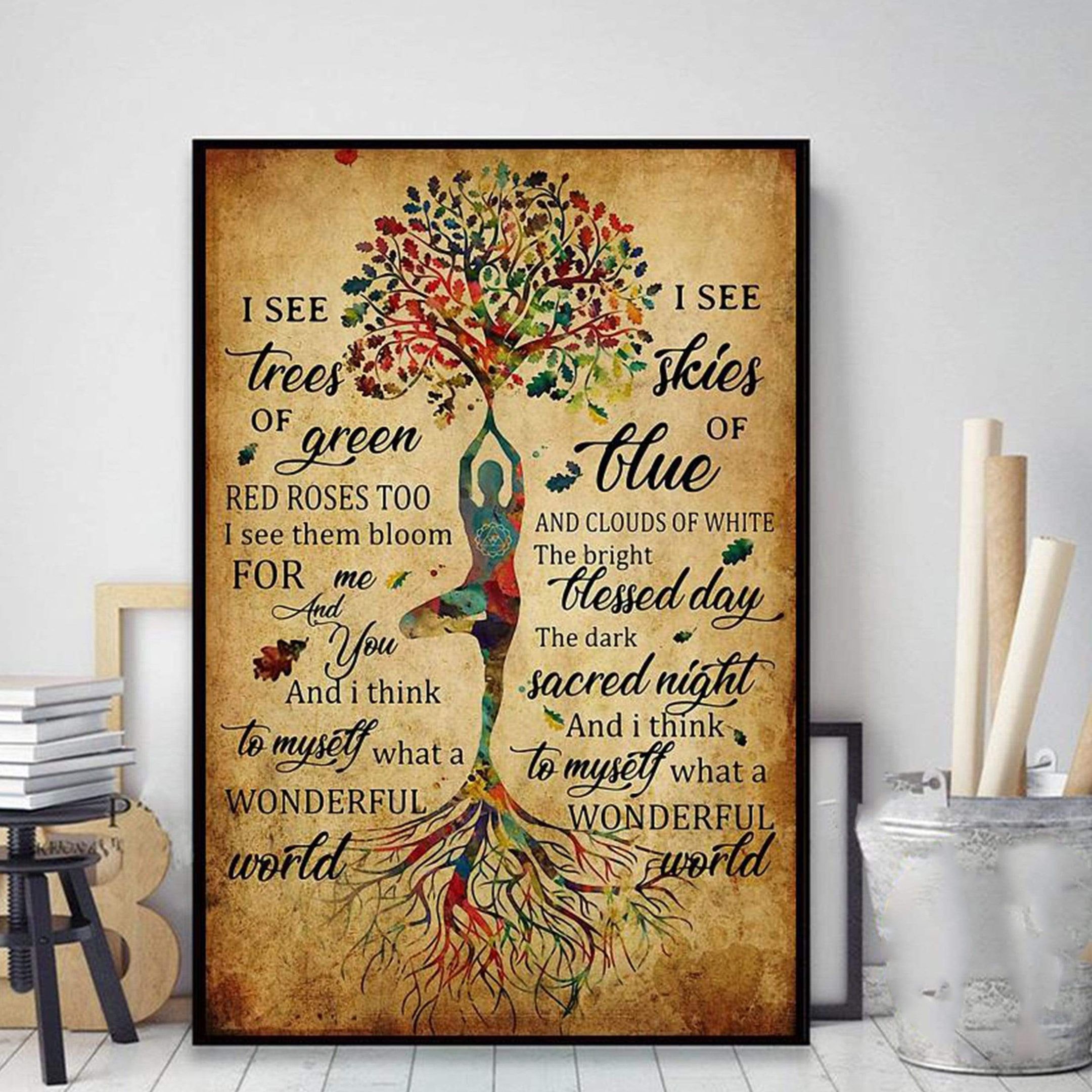 Colorful Leaves Tree Of Life Lyrics Canvas Print Wall Art PAN