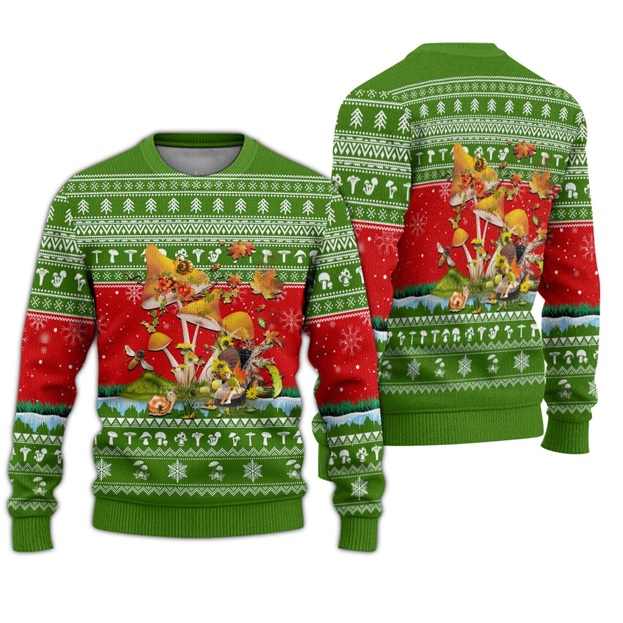 Love Mushroom Ugly Christmas Sweater