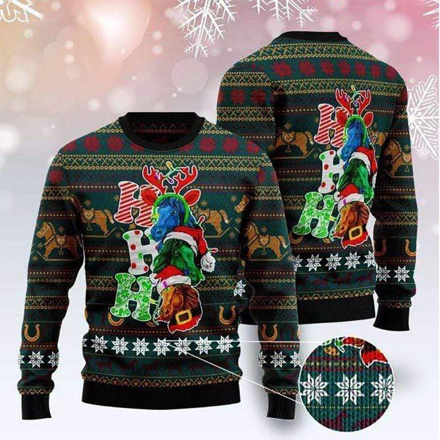 Ho Ho Ho Horse Merry Christmas Ugly Wool Sweater