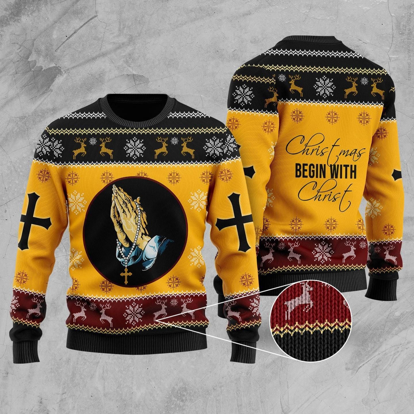 Christmas Begins With Christ Sweater