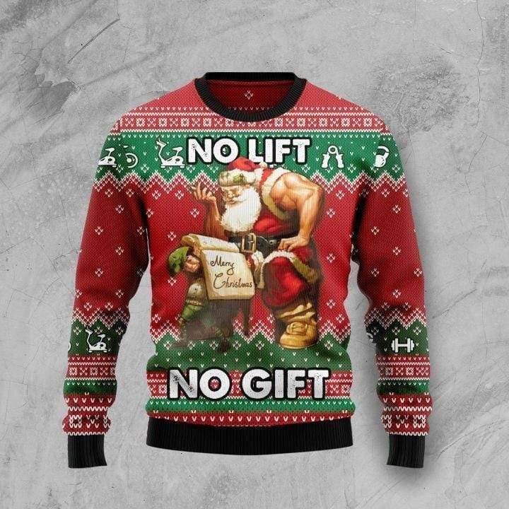 No Lift No Gift Santa Claus Workout Sweater PANWS0037