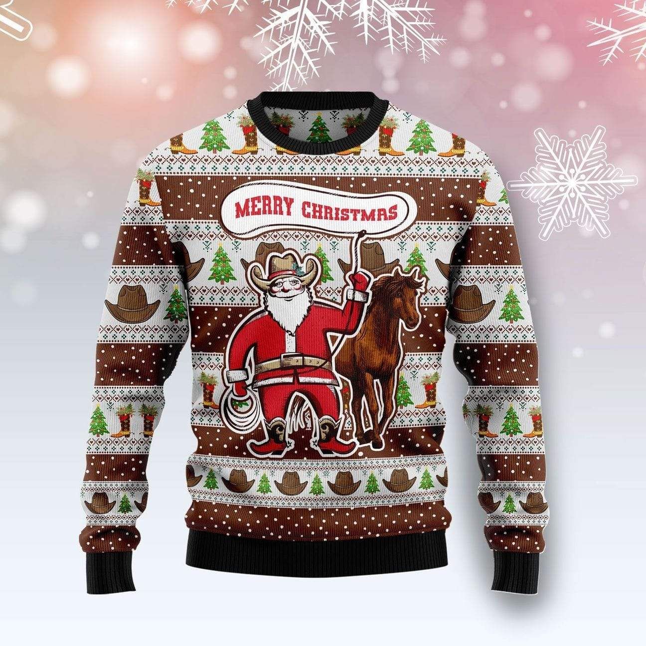 Christmas Santa Claus Is A Real Cowboy Sweater