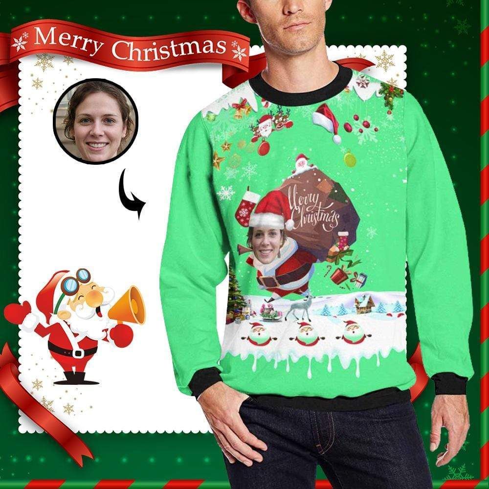 Personalized Christmas Funny Santa Claus Custom Photo Unisex Sweater