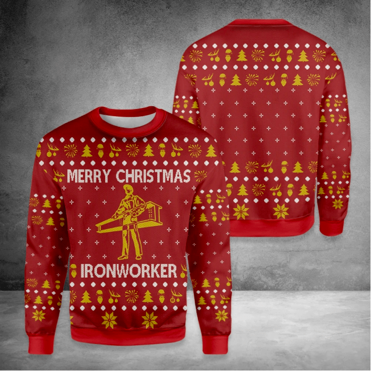 Merry Christmas Ironworker Red Christmas Sweater