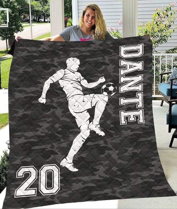 Personalized Customized Soccer Player Camo Quilt With Name And Number