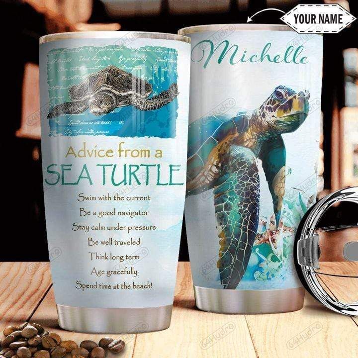 Personalized Sea Turtle Stainless Steel Tumbler With Your Name PAN