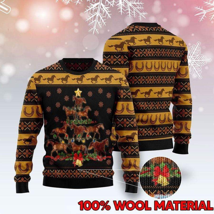 Horse Christmas Tree Shape Sweater