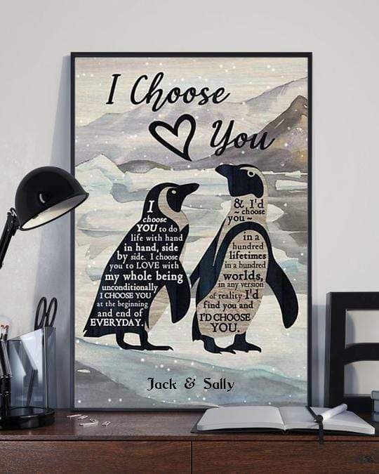 Personalized Valentine Day Gifts For Him Her - Penguin Poster I Choose You