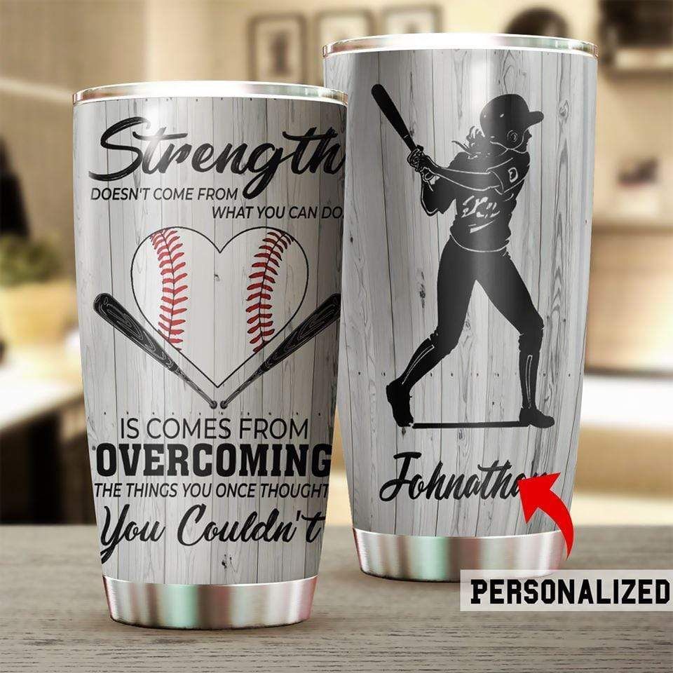 Personalized Strength Softball Custom Name Tumbler Cups 20 Oz Stainless Steel
