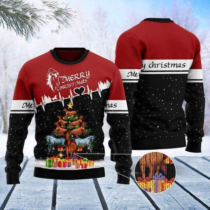 Horse Merry Christmas Ugly Wool Sweater