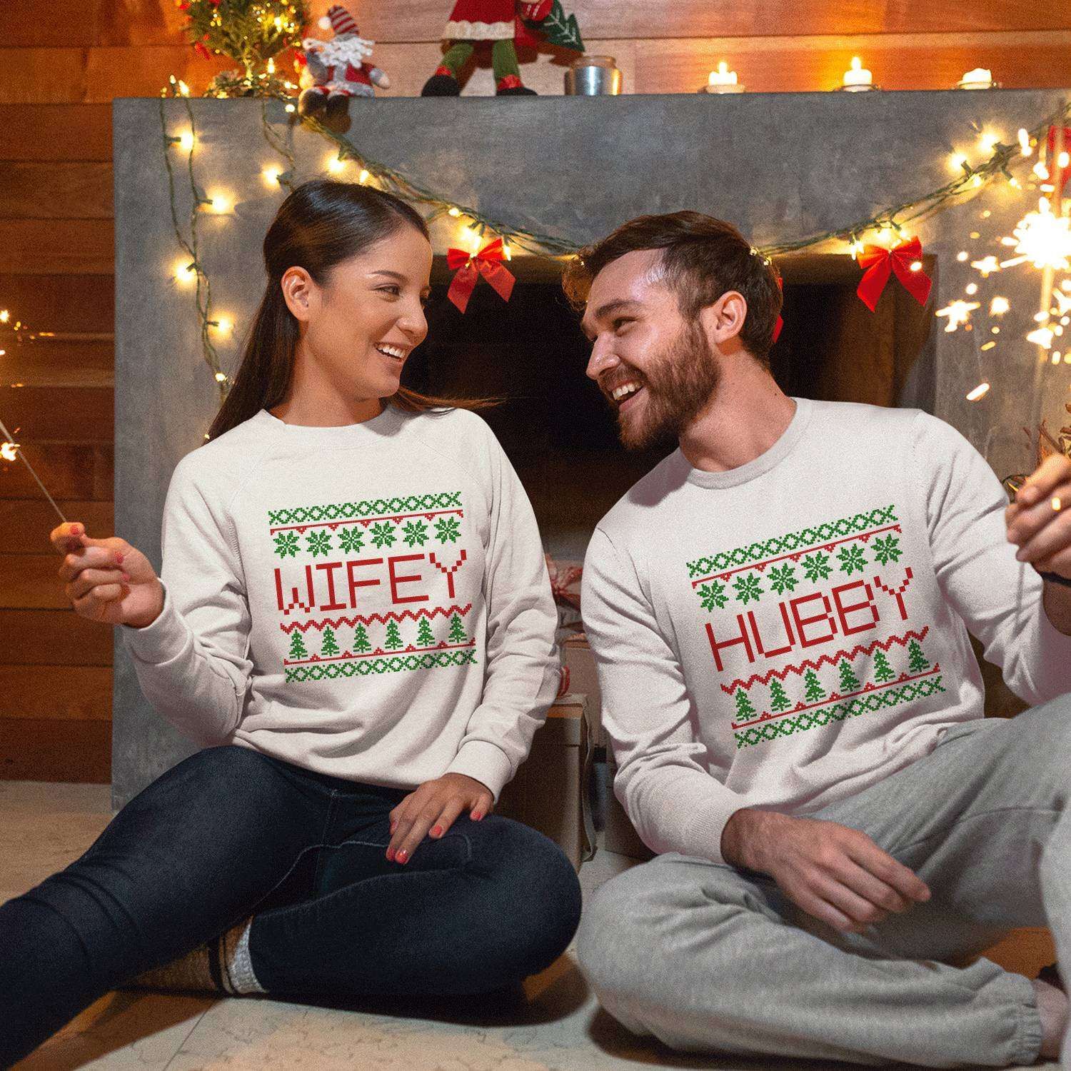 Christmas Wifey And Hubby Couple Sweater