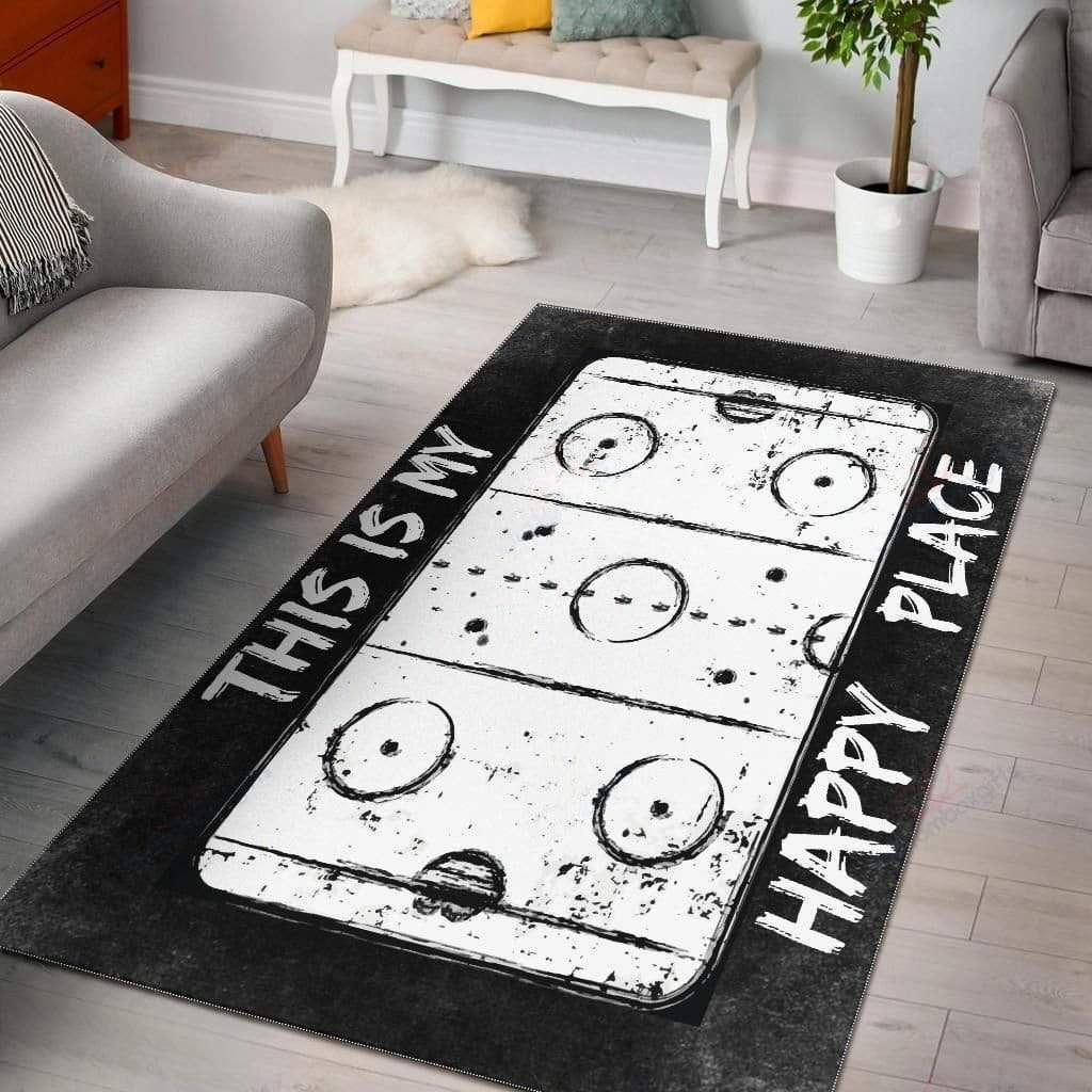 This Is My Happy Place Black White Rectangle Rug